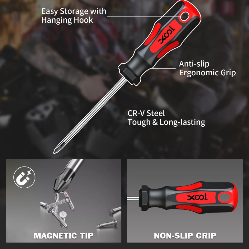 XOOL 42PCS Magnetic Screwdriver Set with Case, Torx Phillips Flat Hex Pozi Non-Slip Magnetic Tips Screwdriver Set - Image 4